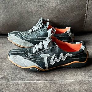 Tansmith Men's Driving Shoe Black and Gray‎ with Orange Accents VTG